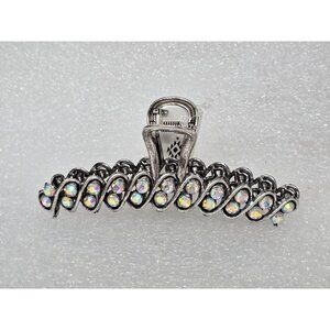 Rhinestone Hair Claw Clip Silver Tone